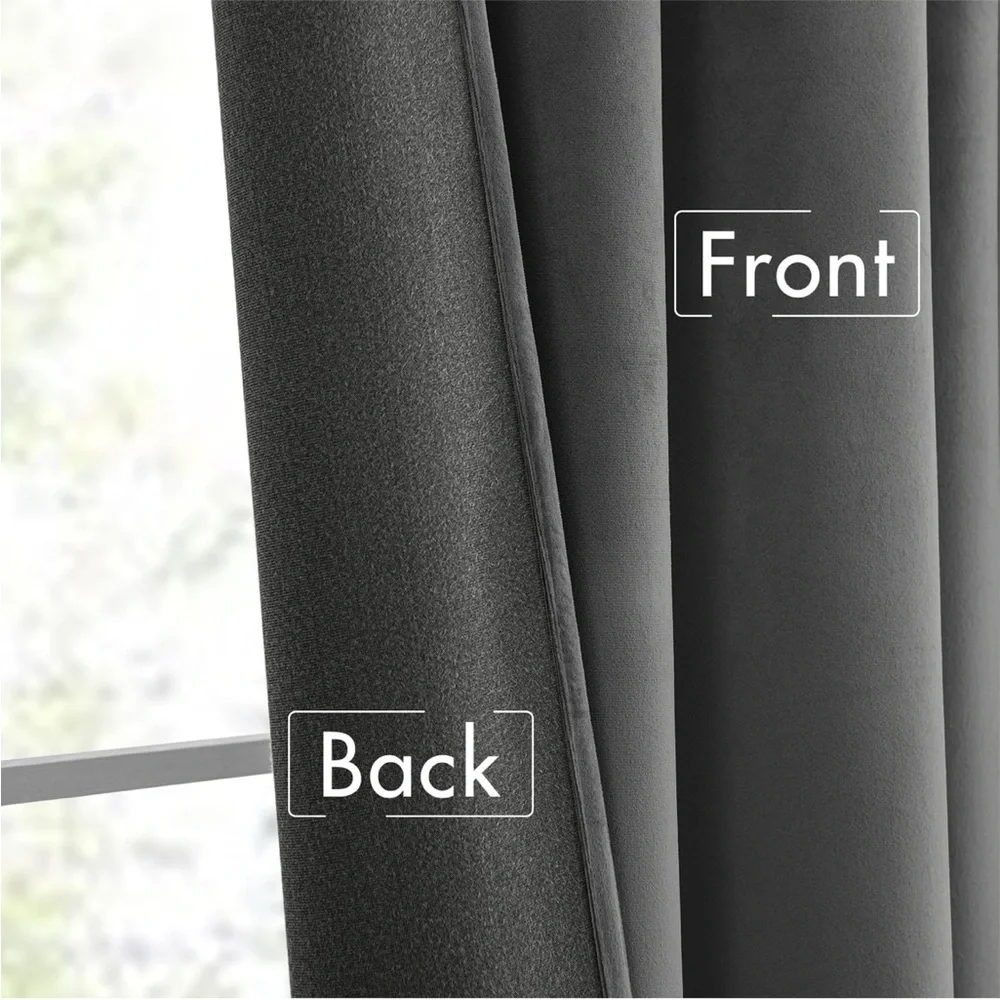 Luxurious Gray Velvet 96” 2 Panels Pinch Pleated Super Soft Back Tab Rod Pocket